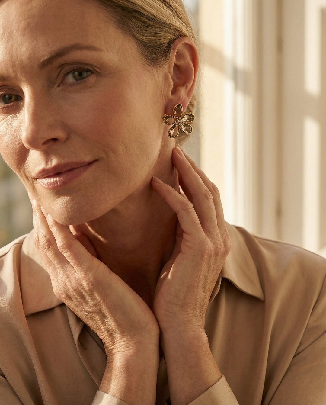 Spinning Cubic Zirconia and Wealth Flower Earrings