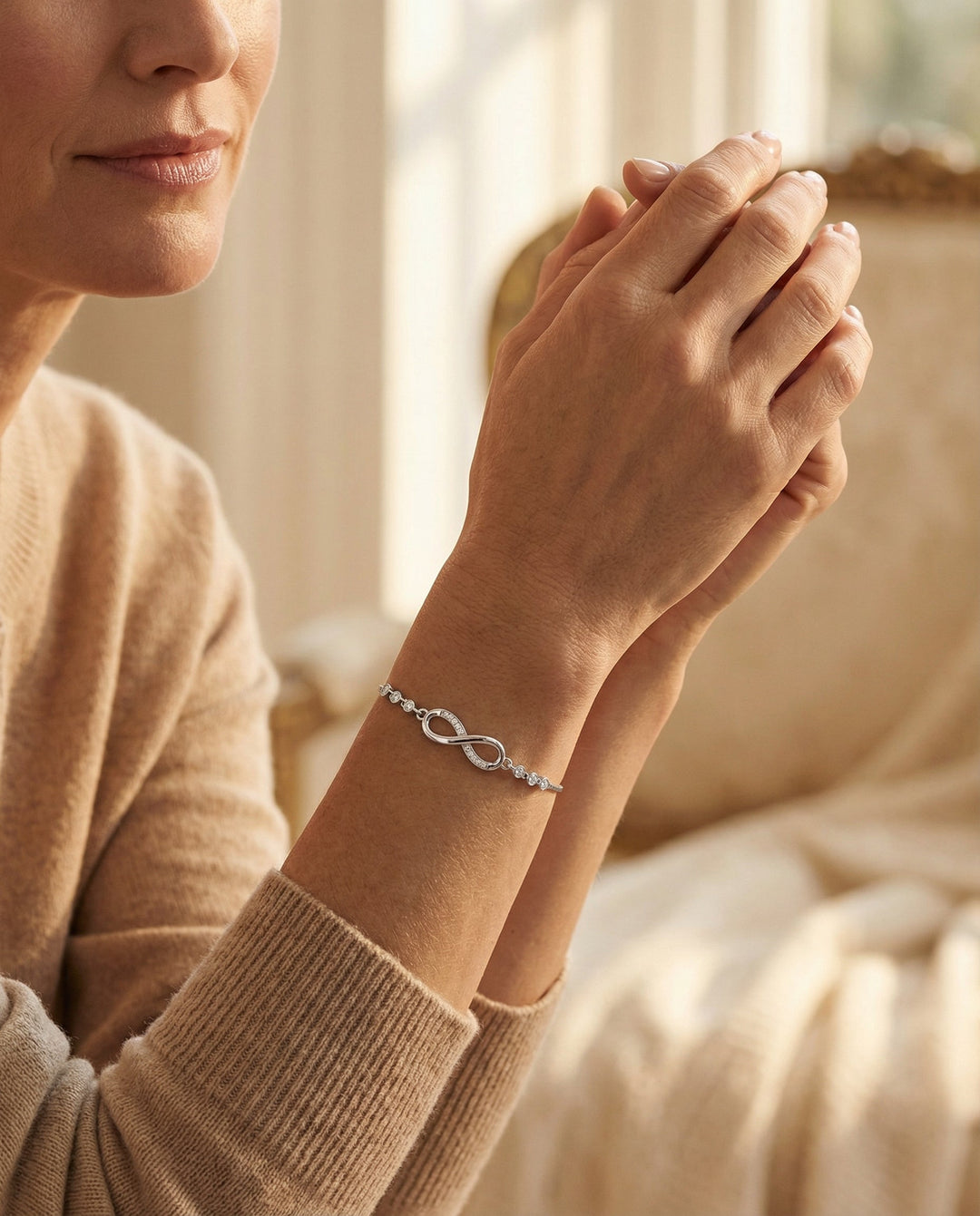 Adjustable Silver Infinity Bracelet