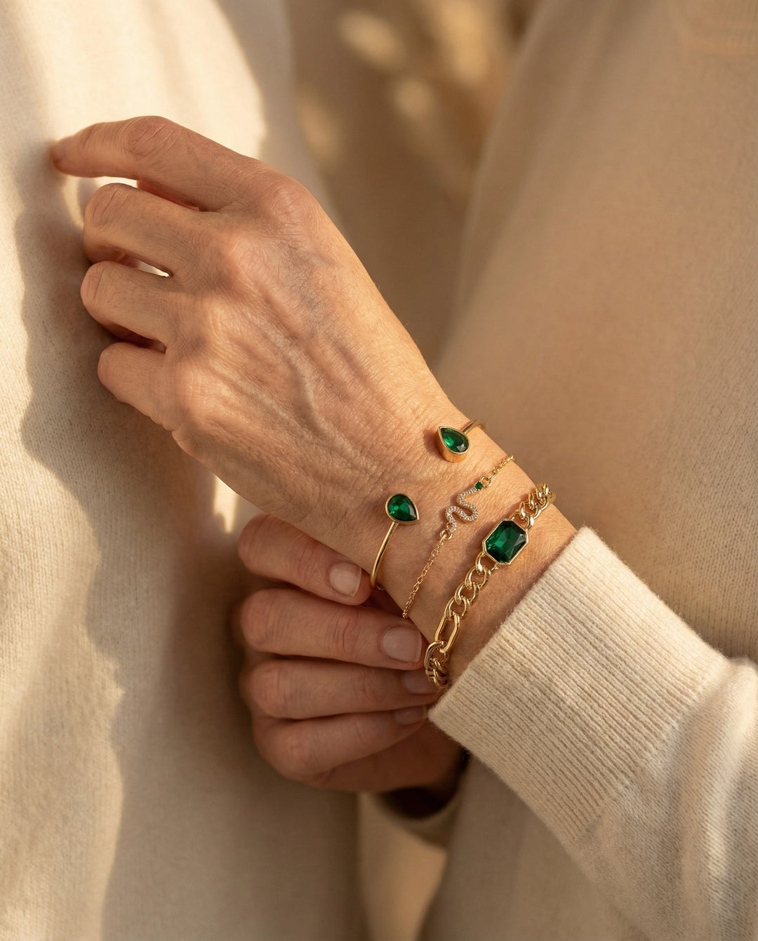 Green Crystal Bracelet Set