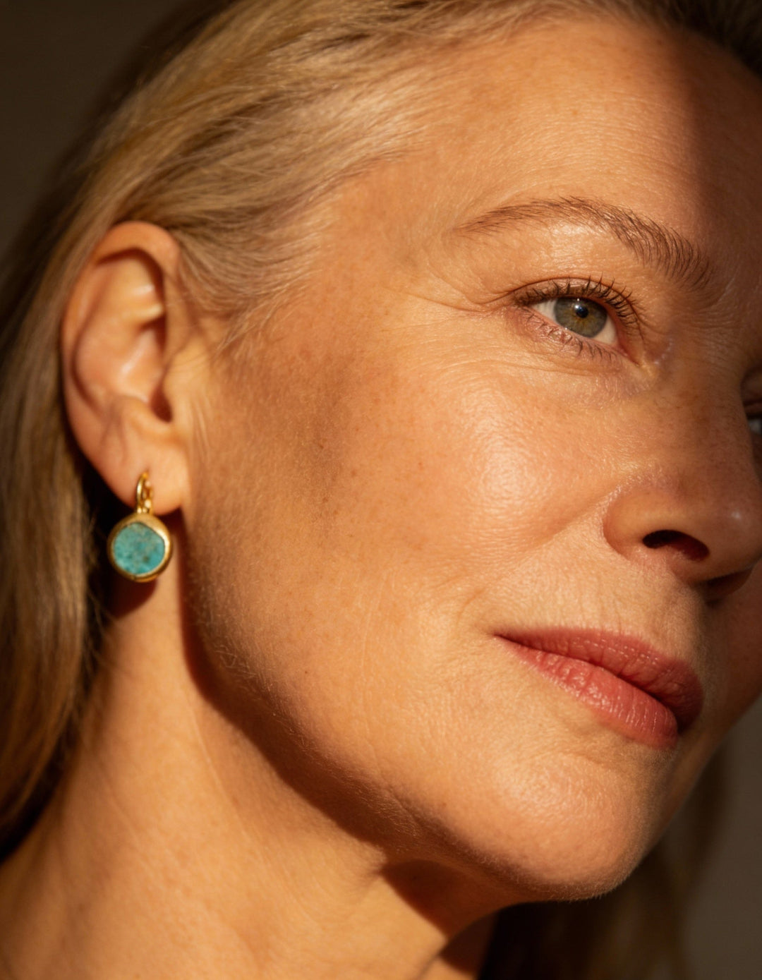 Gold Turquoise Stone Earrings