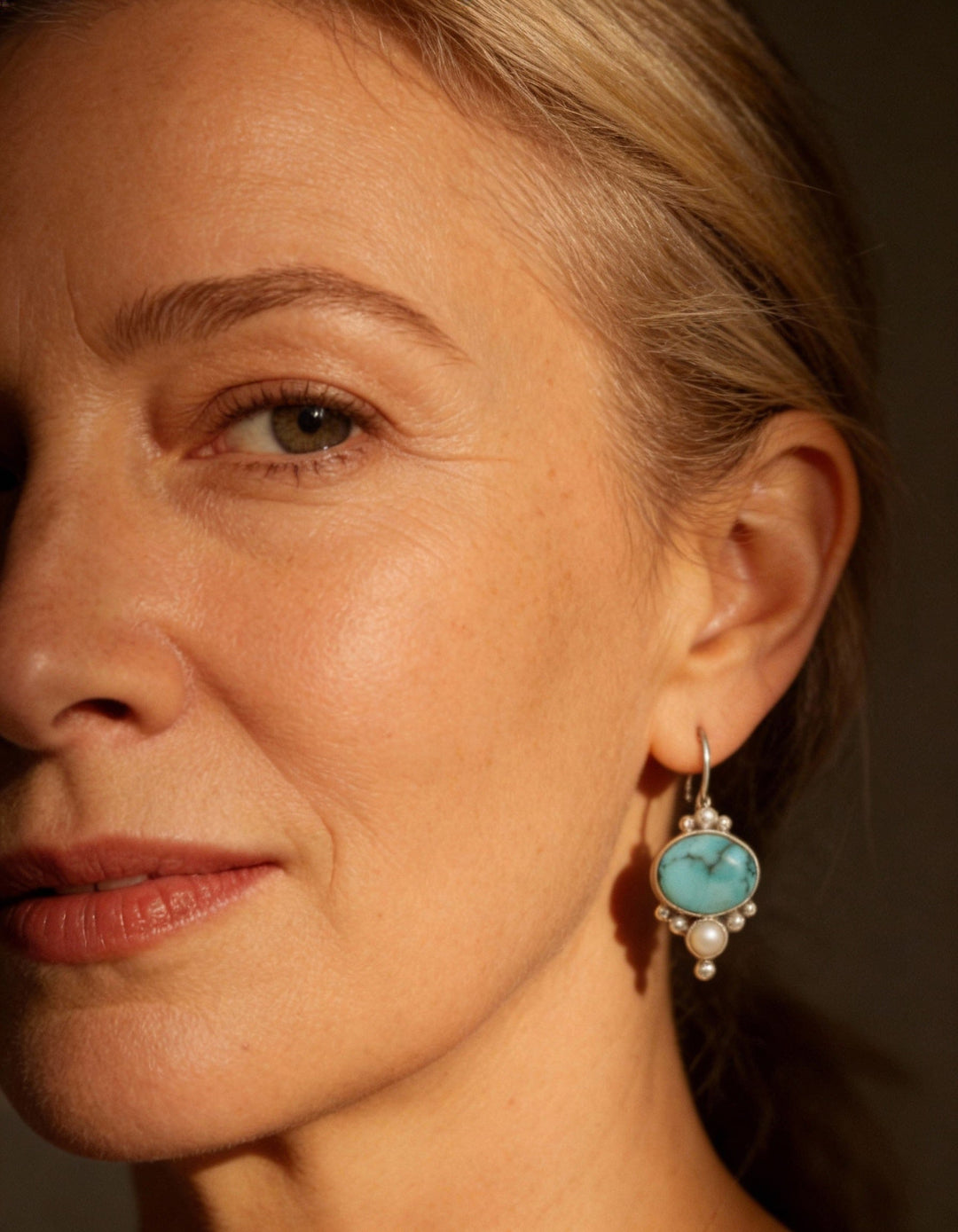 Vintage Blue Stone and Pearl Earrings