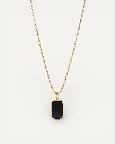 Elite Black Titanium Minimalist Square Pendant Necklace