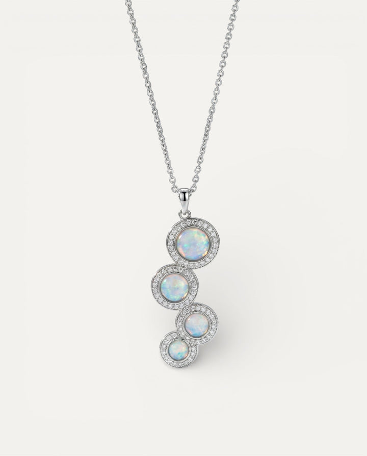 Silver Opal Zircon Necklace