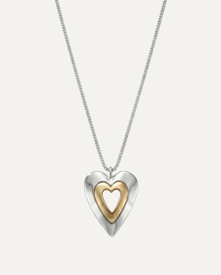 Vintage Silver and Gold Heart Pendant Necklace