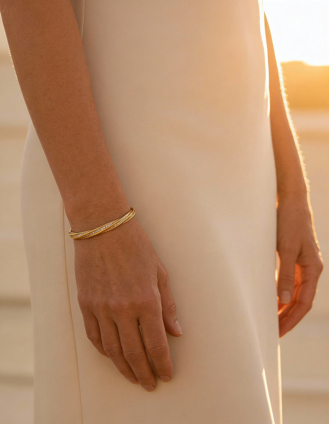 Elegant Two-Row Gold Crystal Bracelet