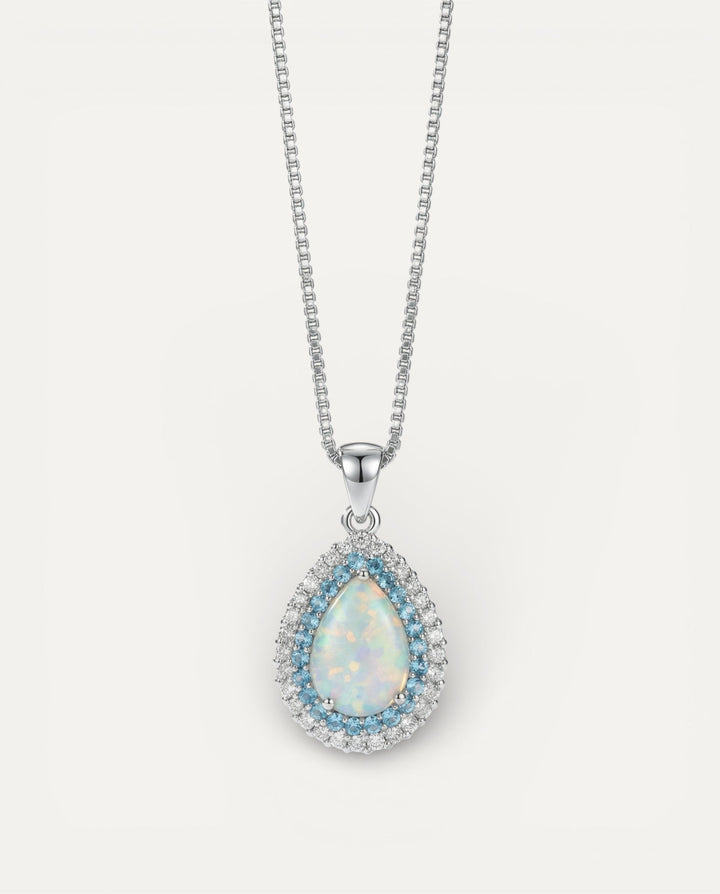 Brilliant Blue Opal Droplet Necklace