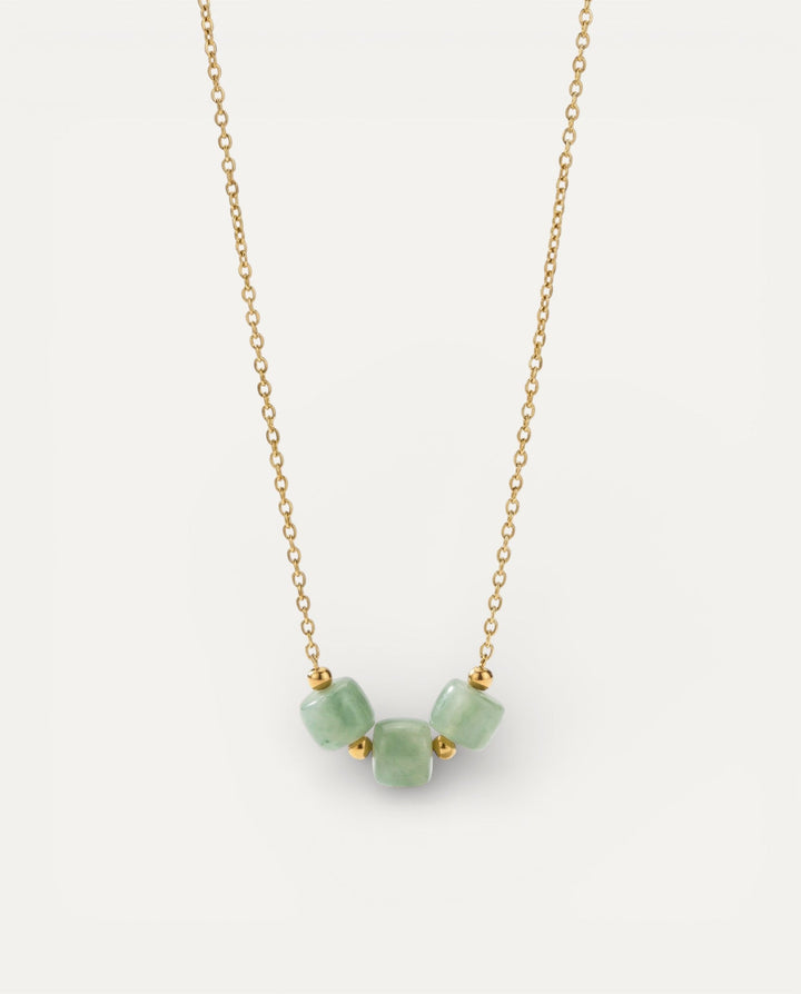Vintage Gold Necklace with Soft Green Stone