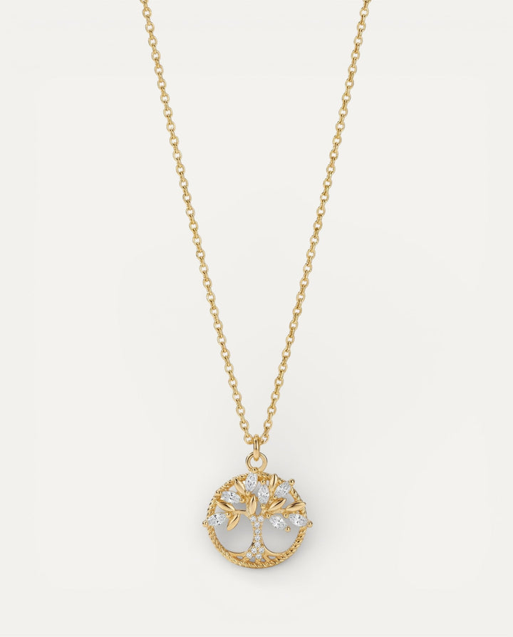 Gold Cubic Zirconia Tree of Life Necklace