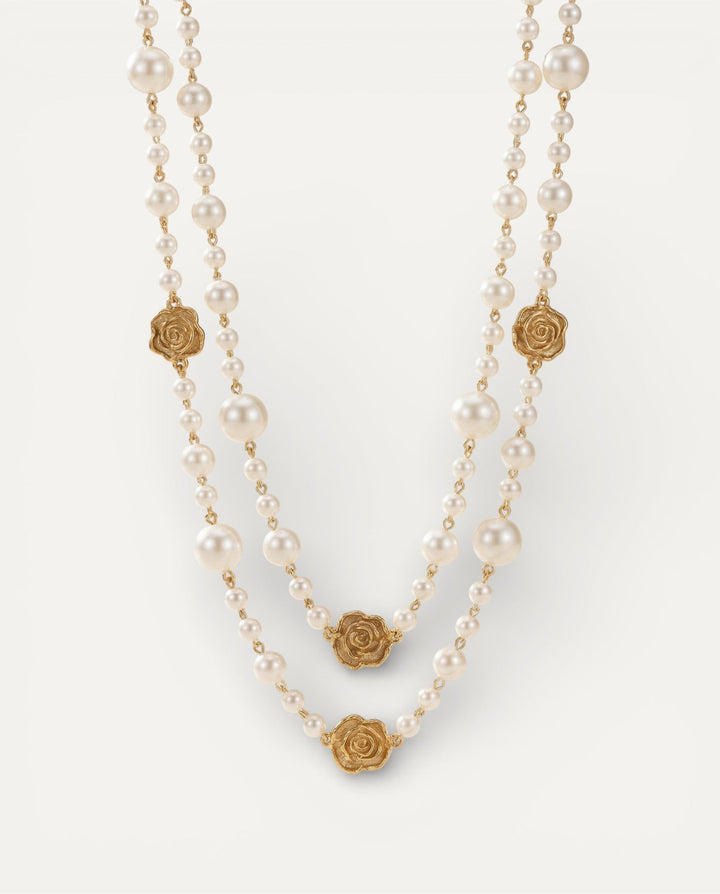 Elegant Gold Pearl Necklace