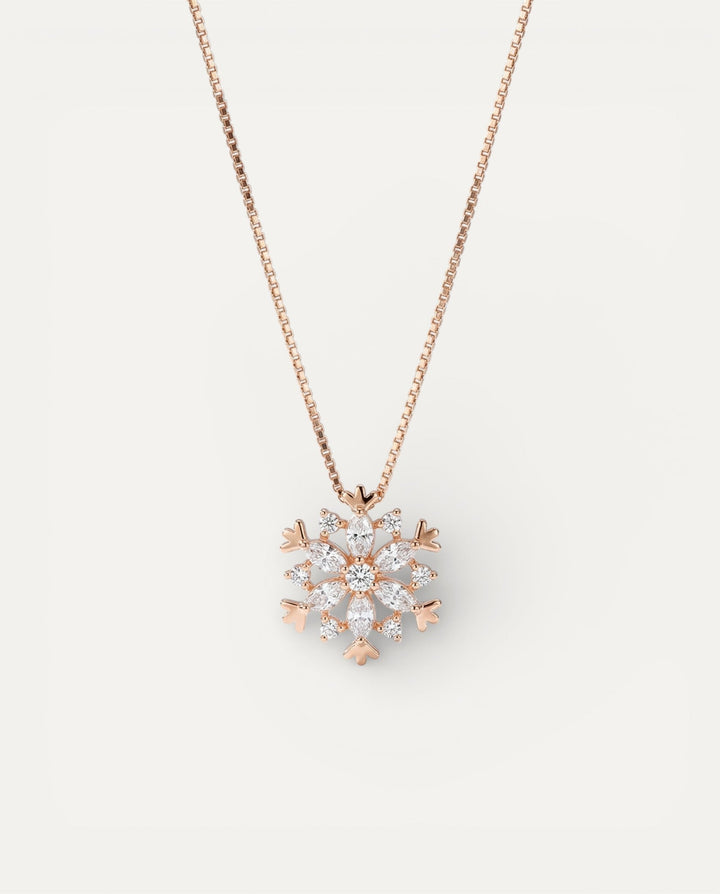 Gold and Silver Sparkling Snowflake Crystal Necklace