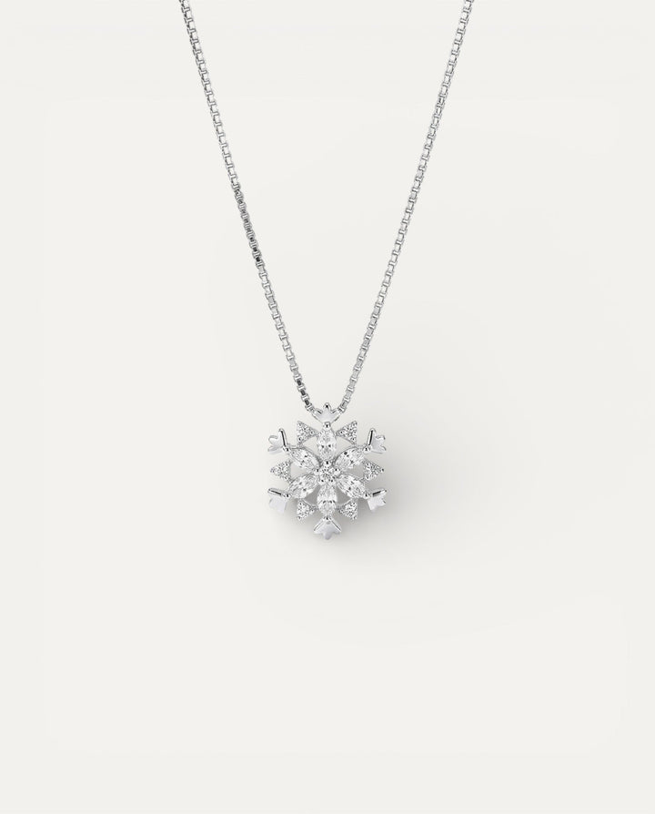 Gold and Silver Sparkling Snowflake Crystal Necklace