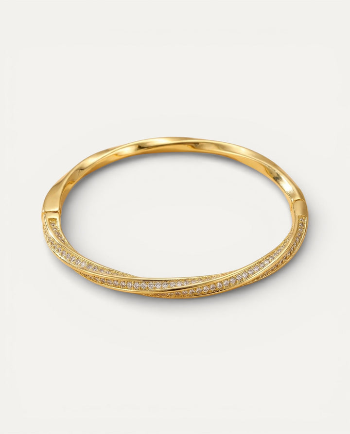 Elegant Two-Row Gold Crystal Bracelet