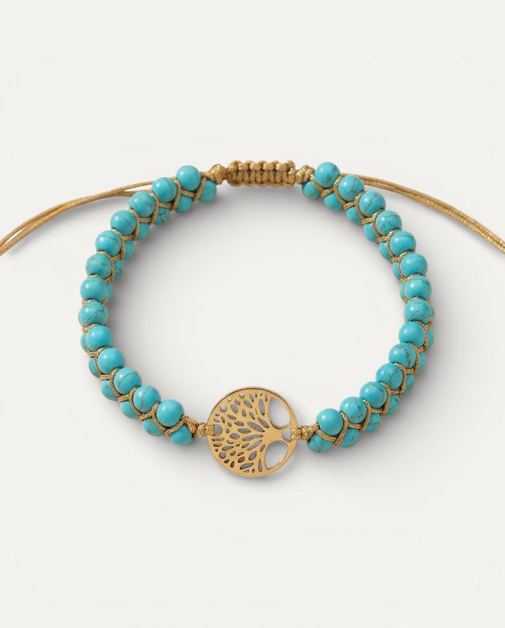 Handcrafted Turquoise Stone Tree of Life Bracelet