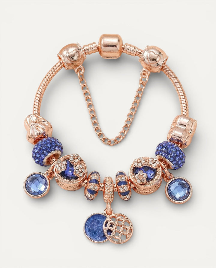 Rose Gold and Blue Crystal Bracelet
