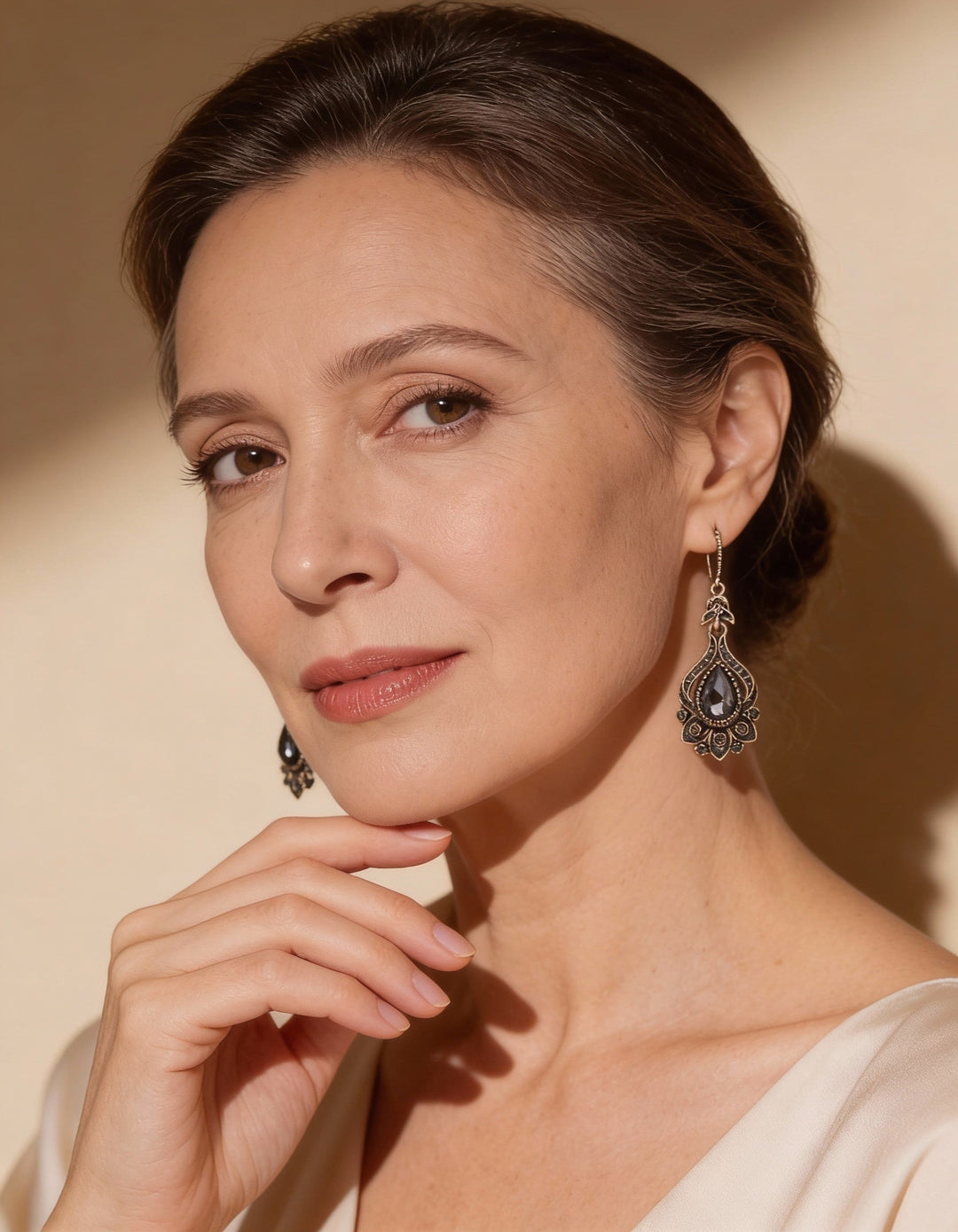 Elegant Black Crystal Mandala Earrings