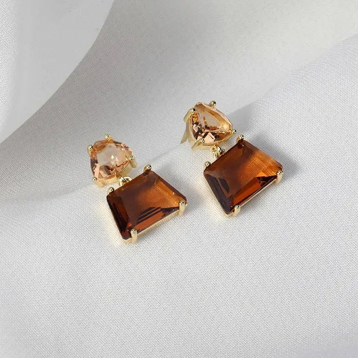 Elegant Gold Desert Crystal Earrings