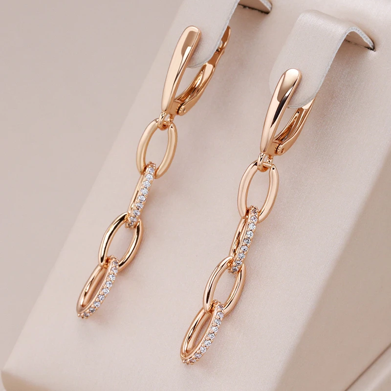 Elegant Gold Sparkling Chain Earrings