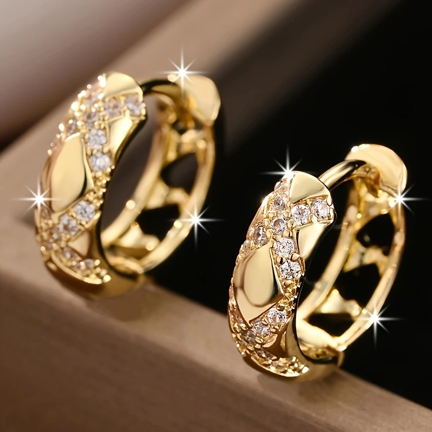 Hollow Sparkle Gold Hoop Earrings