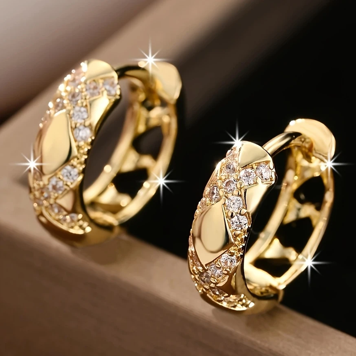 Hollow Sparkle Gold Hoop Earrings