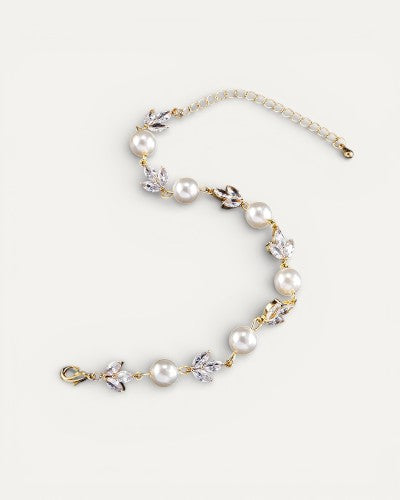 Vintage Gold Leaf Pearl Bracelet