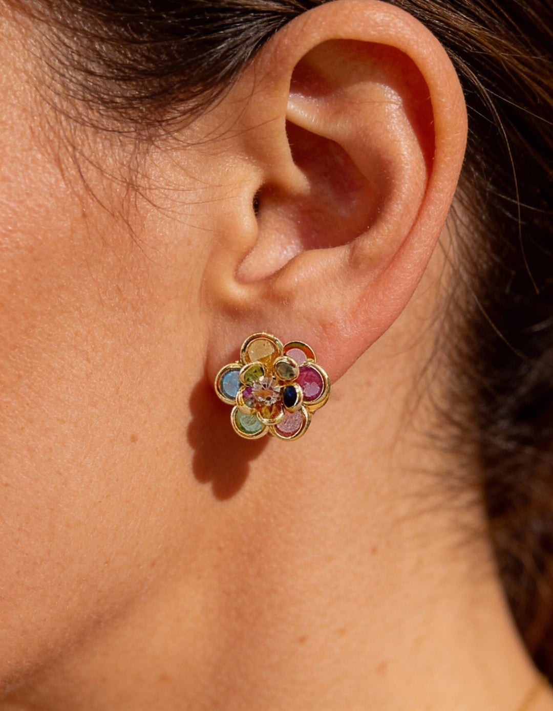Elegant Flower Colourful Crystal Earrings