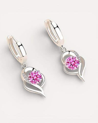 Silver and Zirconia Inlaid Floral Earrings