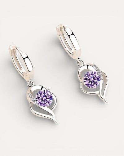 Silver and Zirconia Inlaid Floral Earrings