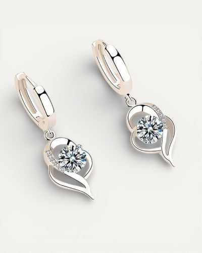 Silver and Zirconia Inlaid Floral Earrings
