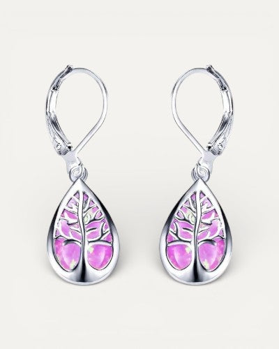 Tree of Life Earrings in Opal and Silver